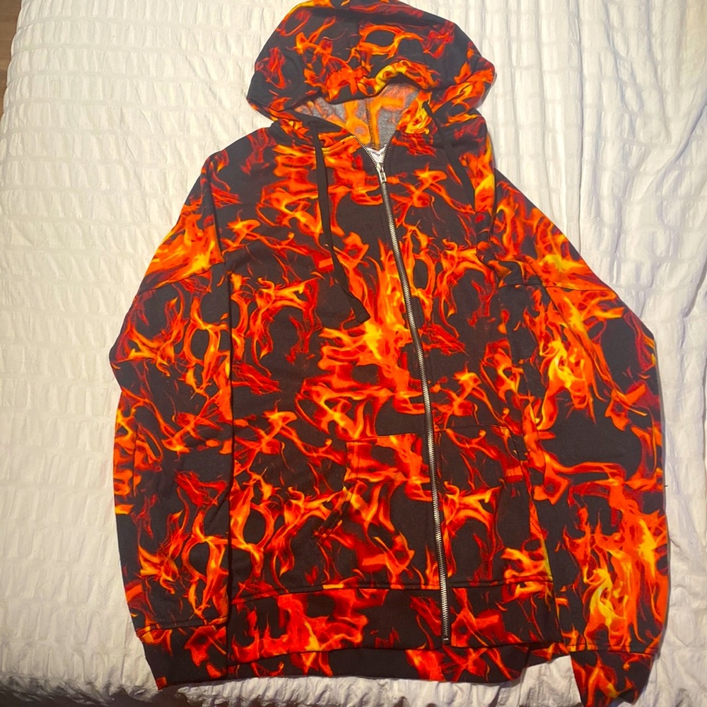 Flame zip up hoodie